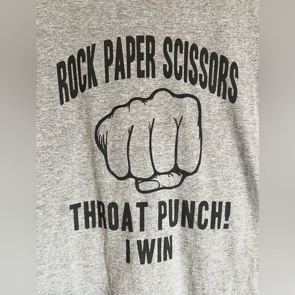 NWOT Women’s T-Shirt “Rock Paper Scissors Throat Punch I Win” Never Worn - Picture 2 of 4